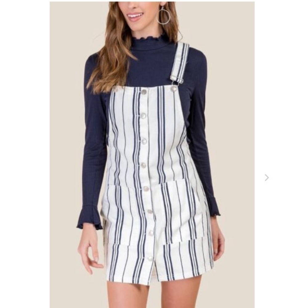 Bershka stripe overall dress in multi